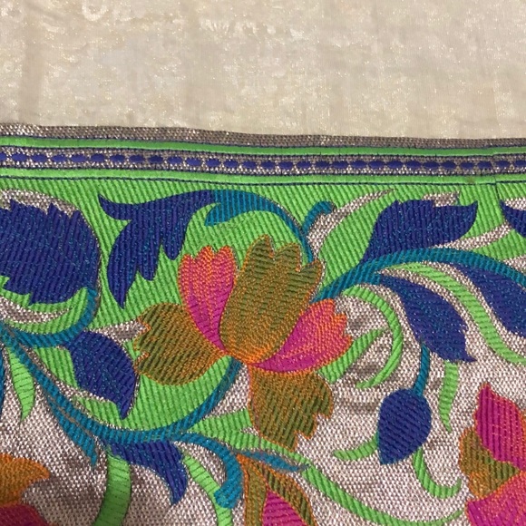 Saree gold tissue organza embroidery NWOT new unused - Picture 4 of 15